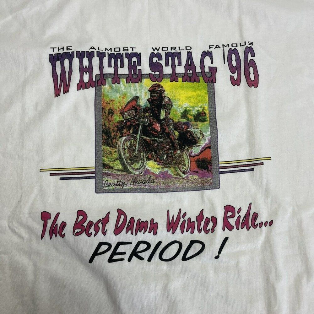 Beaty Nevada White Stag Motorcycle Almost Famous Vintage T Shirt Mens Size L
